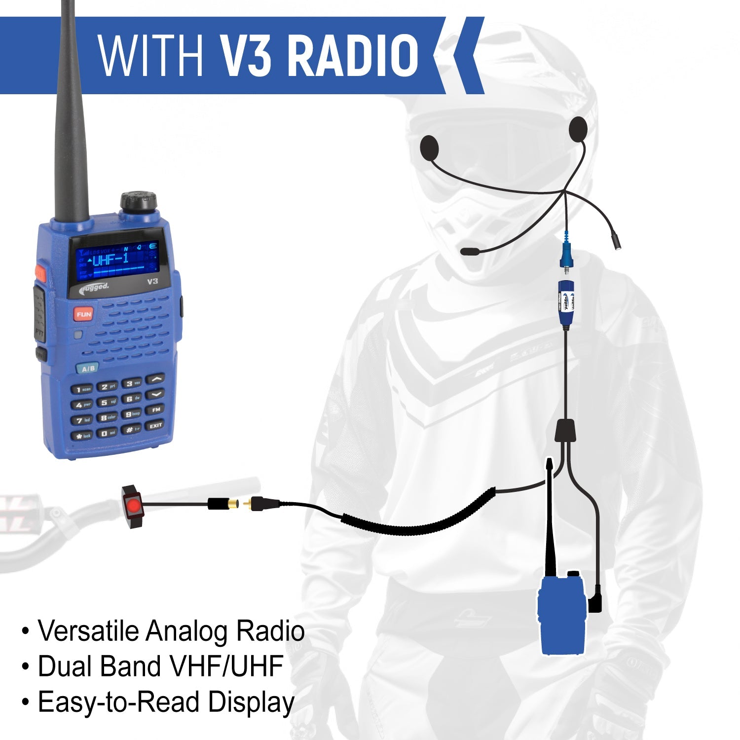 Photo of Rugged Radios MOTO MAX Complete Motorcycle Communication Kit with Heavy-Duty OFFROAD Cables by Rugged Radios - Premium for UTVs / Side by Sides
