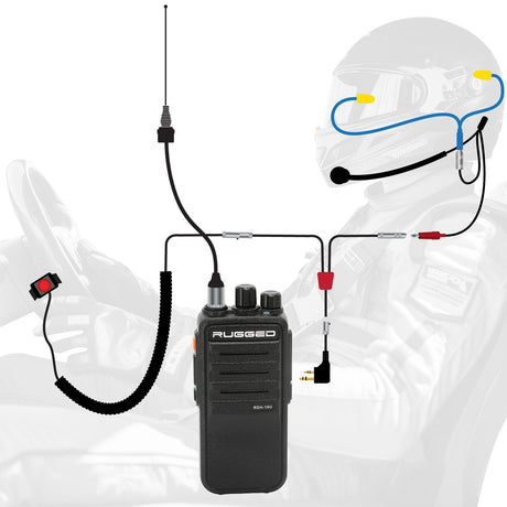 Photo of NASCAR Driver Only Long Track Racing Communication Kit with RDH16 Radio by Rugged Radios - Premium for UTVs / Side by Sides
