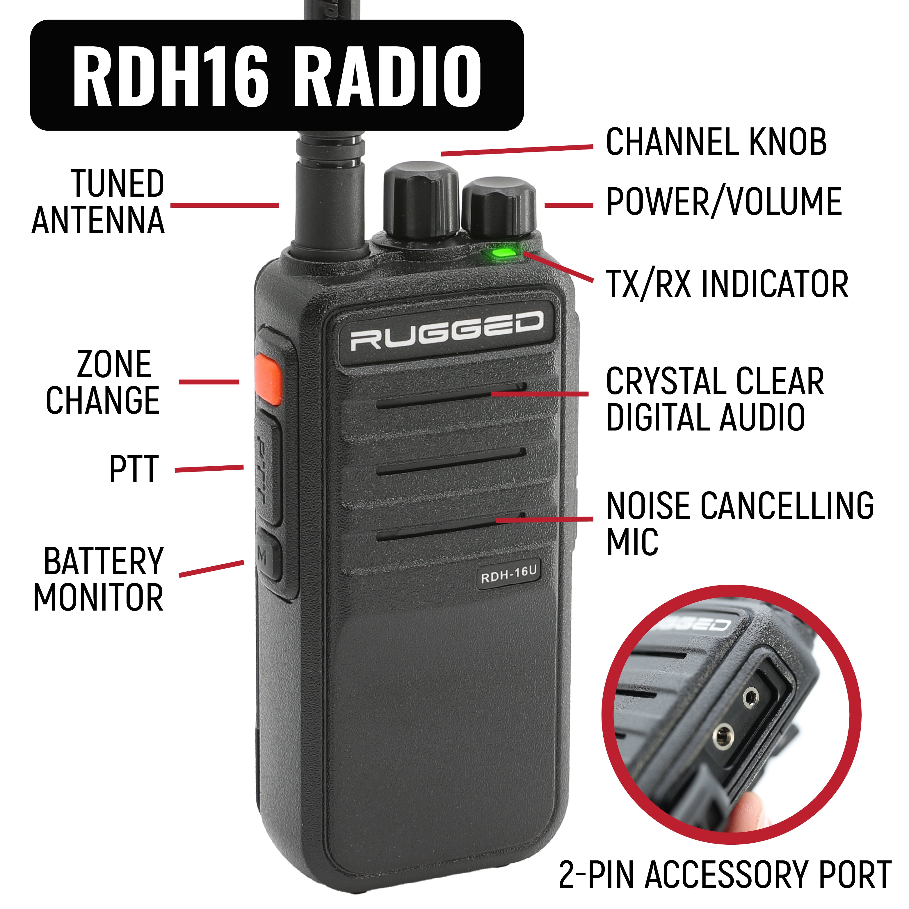 Photo of NASCAR Driver Only Long Track Racing Communication Kit with RDH16 Radio by Rugged Radios - Premium for UTVs / Side by Sides