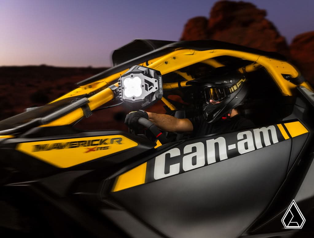 Nighthawk G2 LED UTV Side Mirrors mirror installed passenger view — Assault Industries
