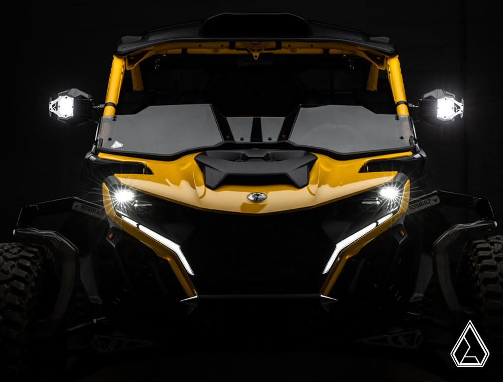 Nighthawk G2 LED UTV Side Mirrors white mirror lights front view — Assault Industries