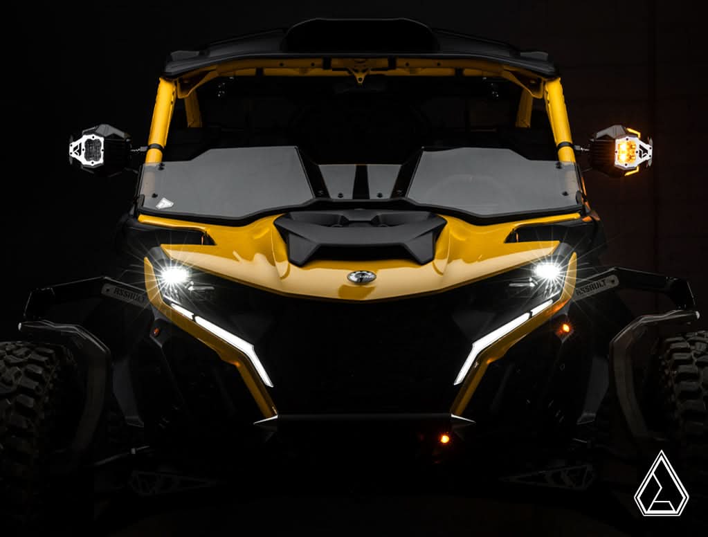Nighthawk G2 LED UTV Side Mirrors white mirror lights night view — Assault Industries