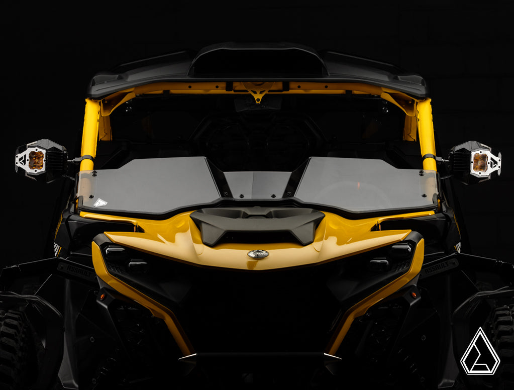 Nighthawk G2 LED Side Mirror Yellow Lens Kit front view with yellow mirror lights — Assault Industries