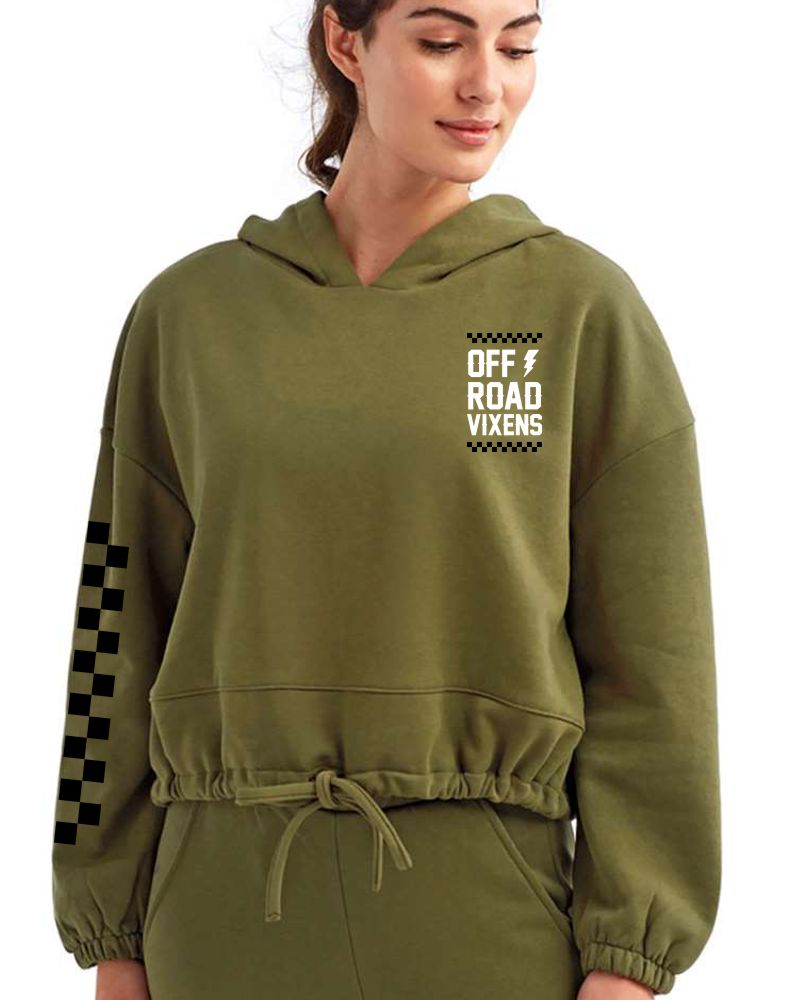Photo of Obsessed Oversized Cropped Hoodie by OFF-ROAD VIXENS CLOTHING CO. - Premium Ladies Hoodies for UTVs / Side by Sides