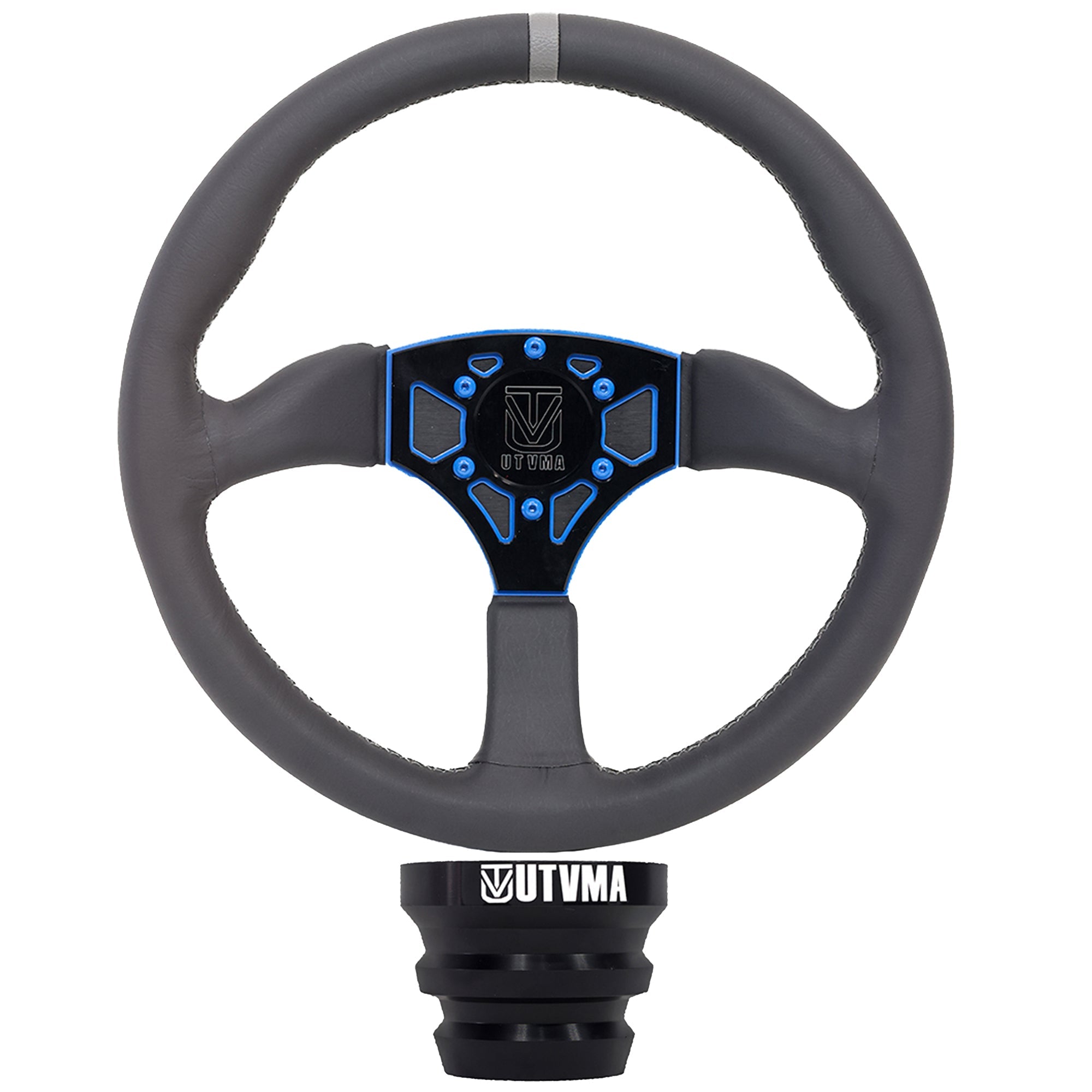Photo of UTVMA Octane Leather Steering Wheel With Hub (Polaris, Can Am Models) by UTV Mountain Accessories - Premium Steering Wheel for UTVs / Side by Sides