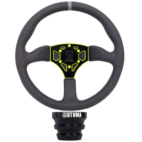 Photo of UTVMA Octane Leather Steering Wheel With Hub (Polaris, Can Am Models) by UTV Mountain Accessories - Premium Steering Wheel for UTVs / Side by Sides