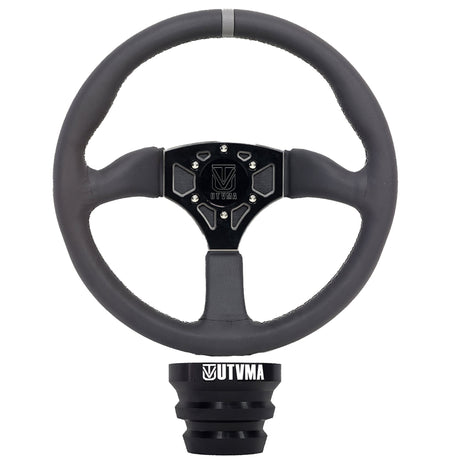 Photo of UTVMA Octane Leather Steering Wheel With Hub (Polaris, Can Am Models) by UTV Mountain Accessories - Premium Steering Wheel for UTVs / Side by Sides
