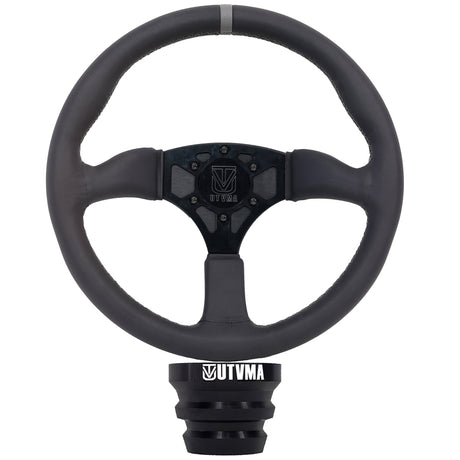 Photo of UTVMA Octane Leather Steering Wheel With Hub (Polaris, Can Am Models) by UTV Mountain Accessories - Premium Steering Wheel for UTVs / Side by Sides