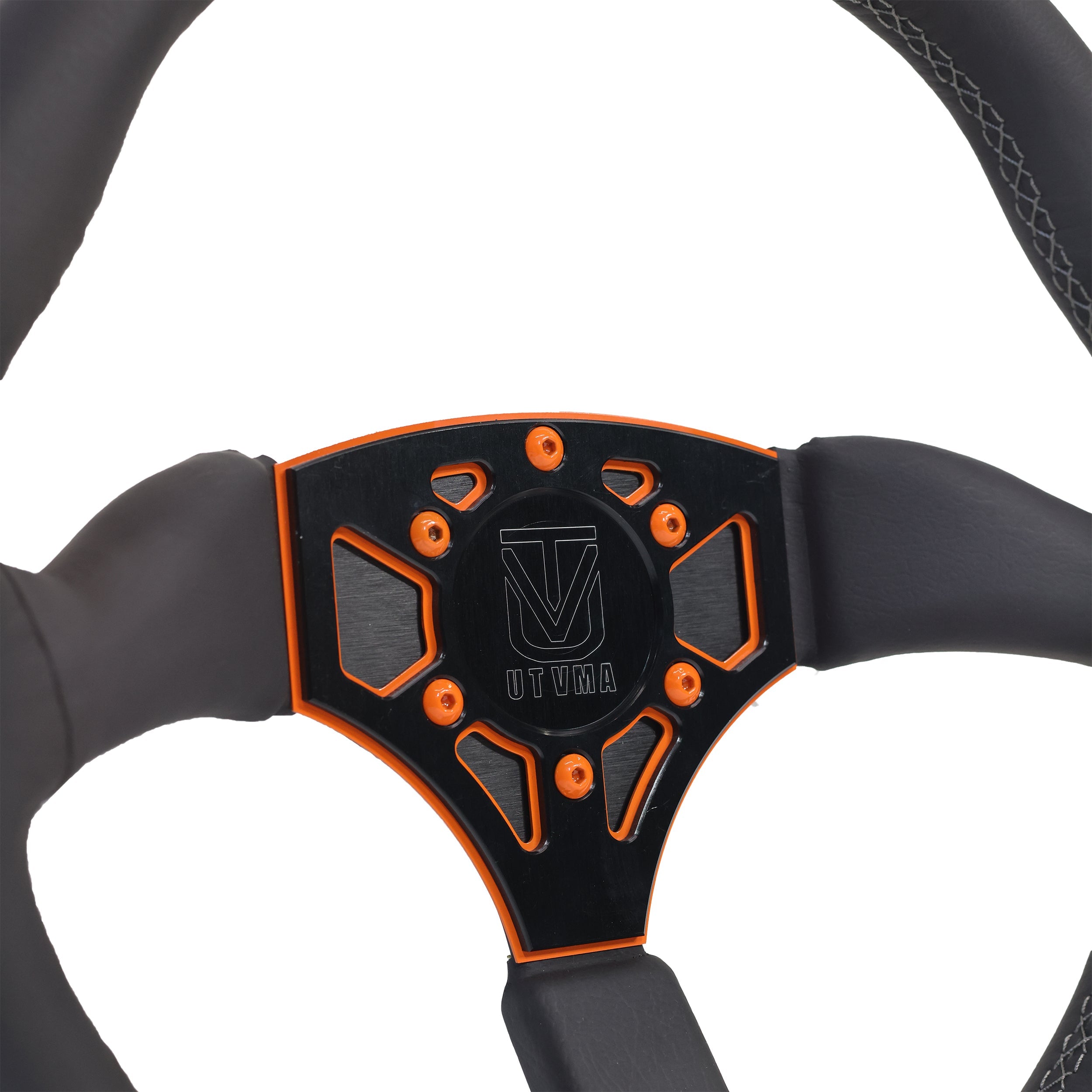 Photo of UTVMA Octane Leather Steering Wheel With Hub (Polaris, Can Am Models) by UTV Mountain Accessories - Premium Steering Wheel for UTVs / Side by Sides