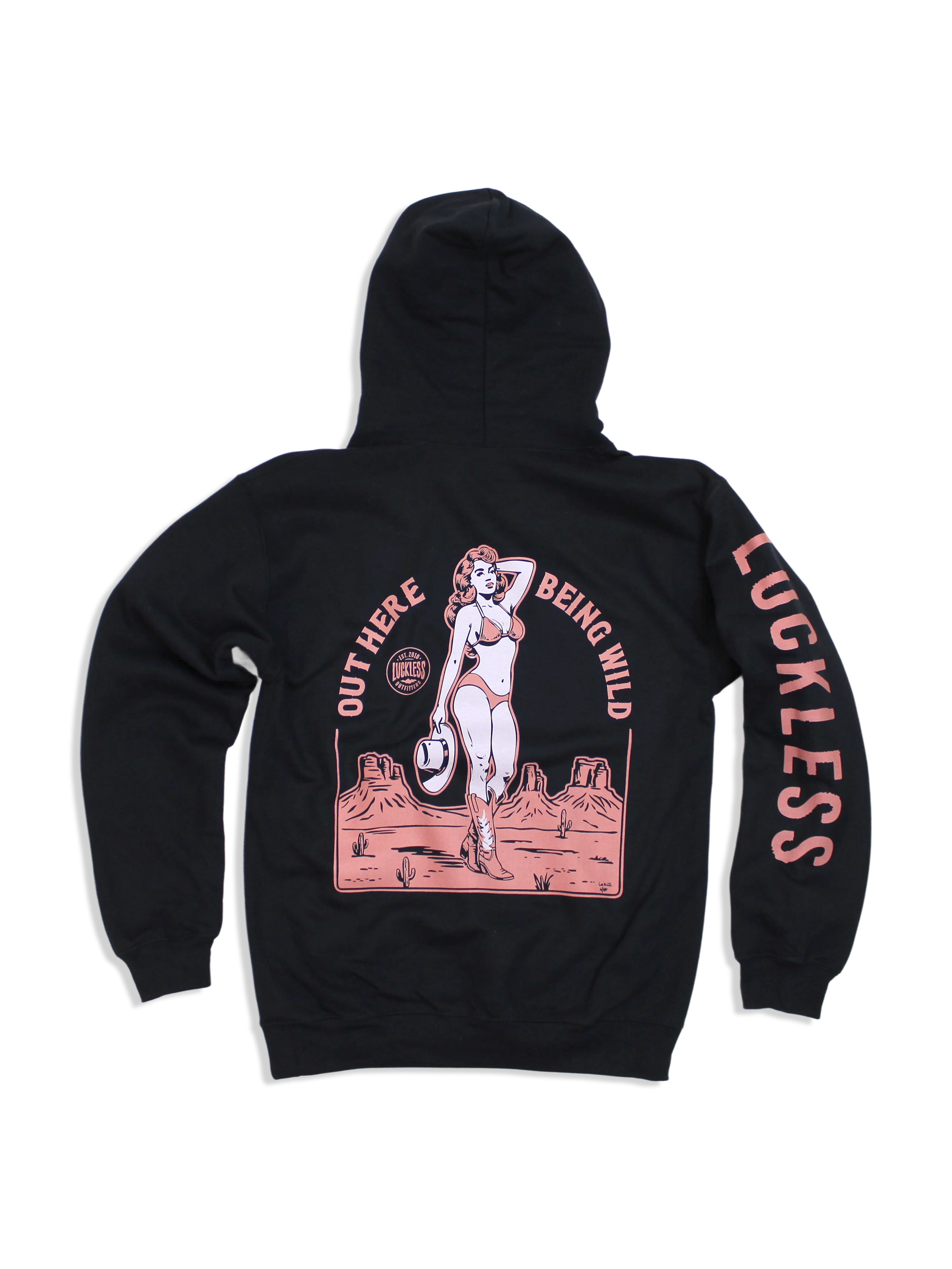 Photo of Out Here Being Wild Hoodie Dusty Coral by Luckless Outfitters - Premium Hoodie for UTVs / Side by Sides