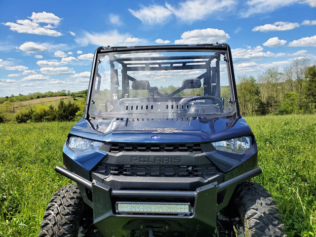 Photo of Polaris Ranger Crew 1000 -1 Pc Windshield w/Clamp, Vent, and Hard Coat Options by 3 Star UTV - Premium Windshields for UTVs / Side by Sides