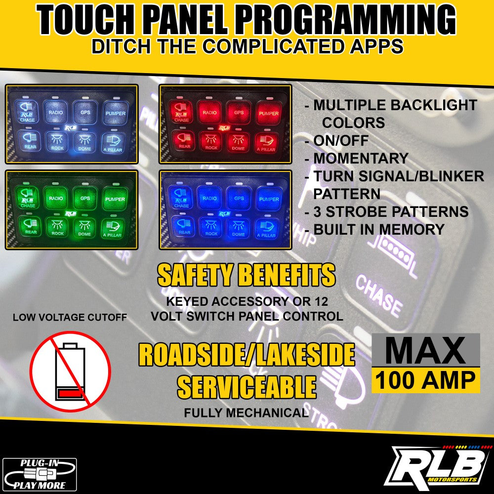 Photo of PRO8 Switch Panel by RLB Motorsports - Premium PRO8 SWITCH PANEL for UTVs / Side by Sides