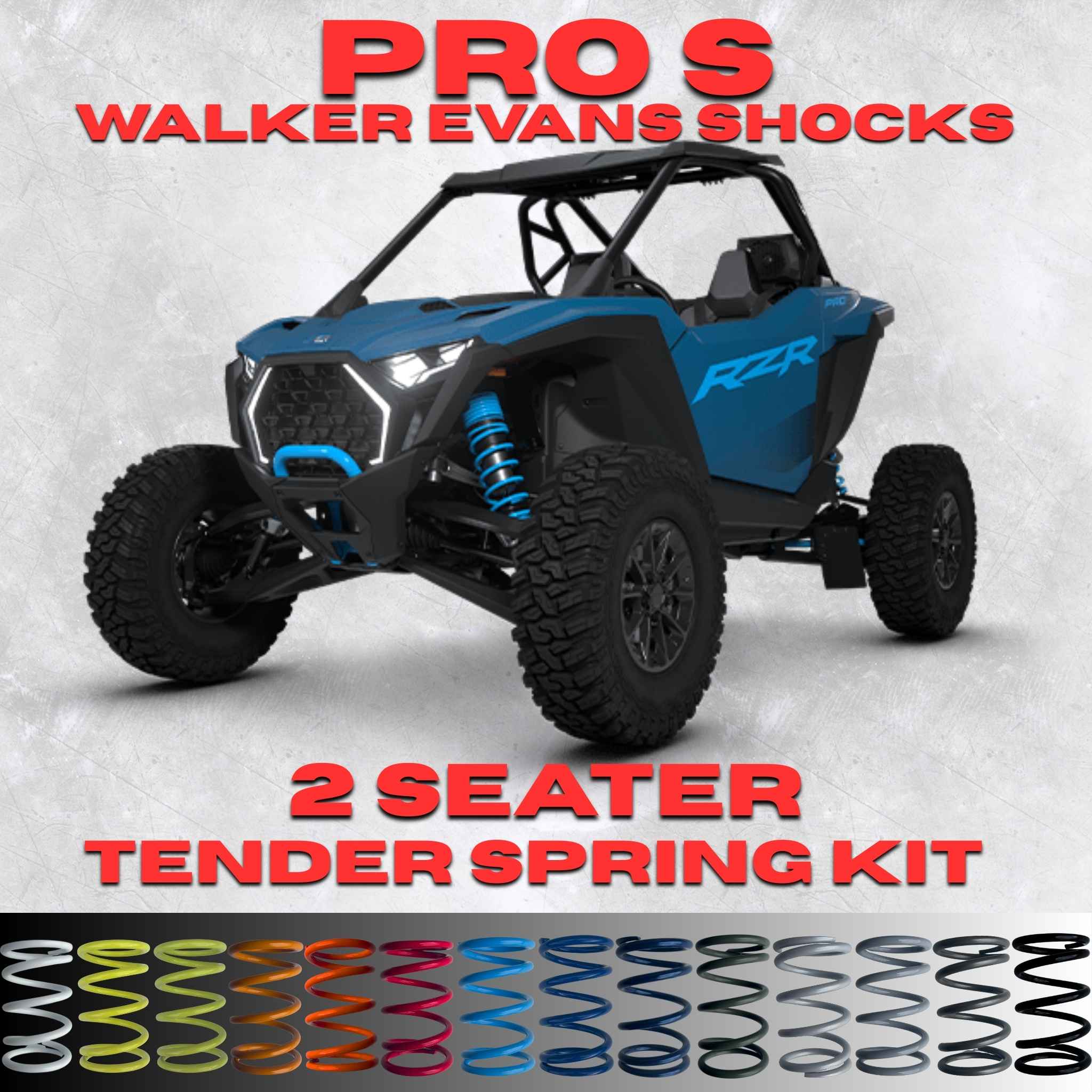 Polaris RZR Pro S 2 Seater Tender Spring Kit - Walker Evans Shocks + 2-3" Lift (Pro S Wide-Body 2023)
