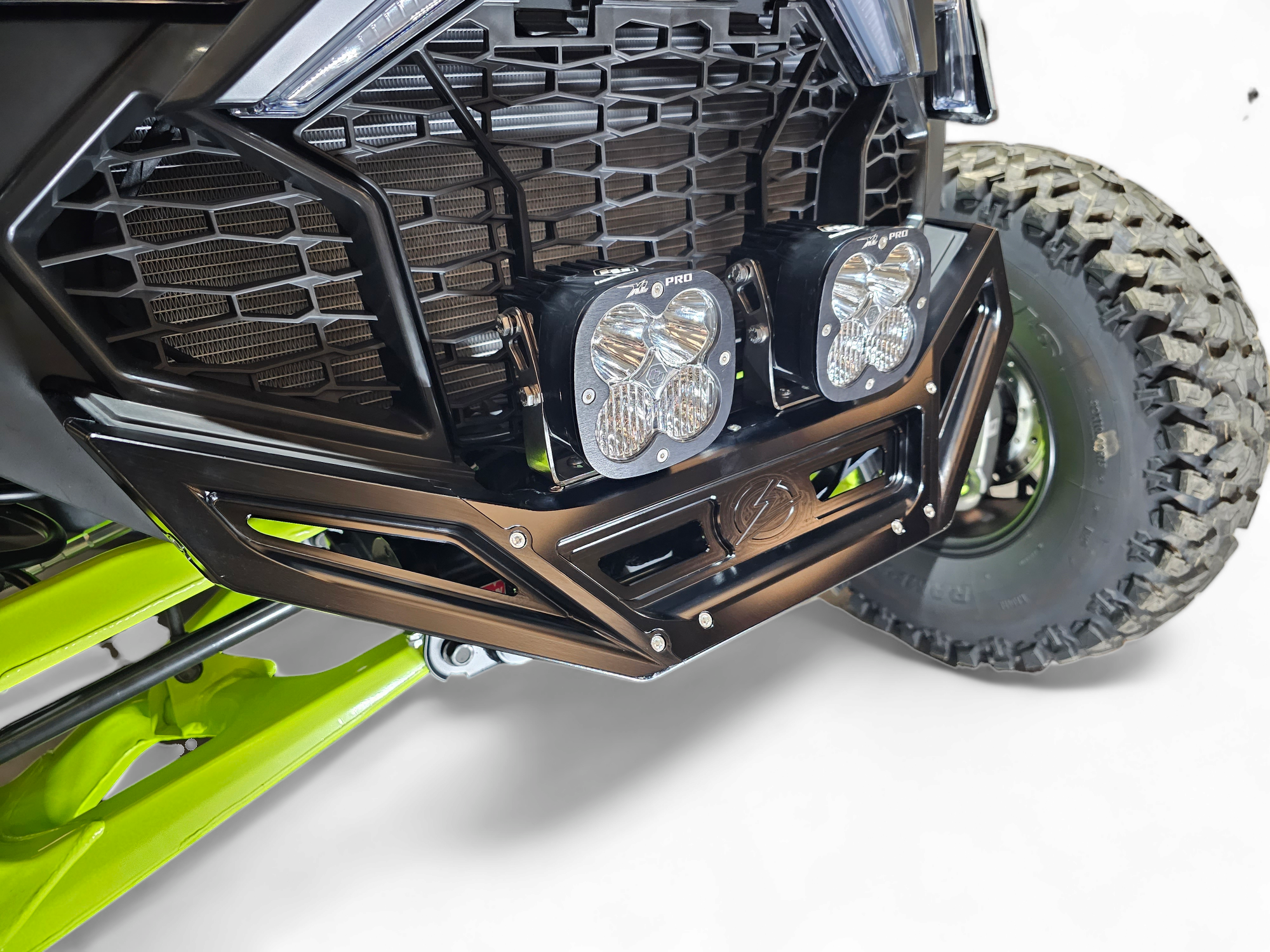 Photo of 2022-2024 Polaris RZR Pro R/ Turbo R Machined Billet Front Winch Bumper (Black Hard Anodize) by Elektric Offroad - Premium Bumpers for UTVs / Side by Sides