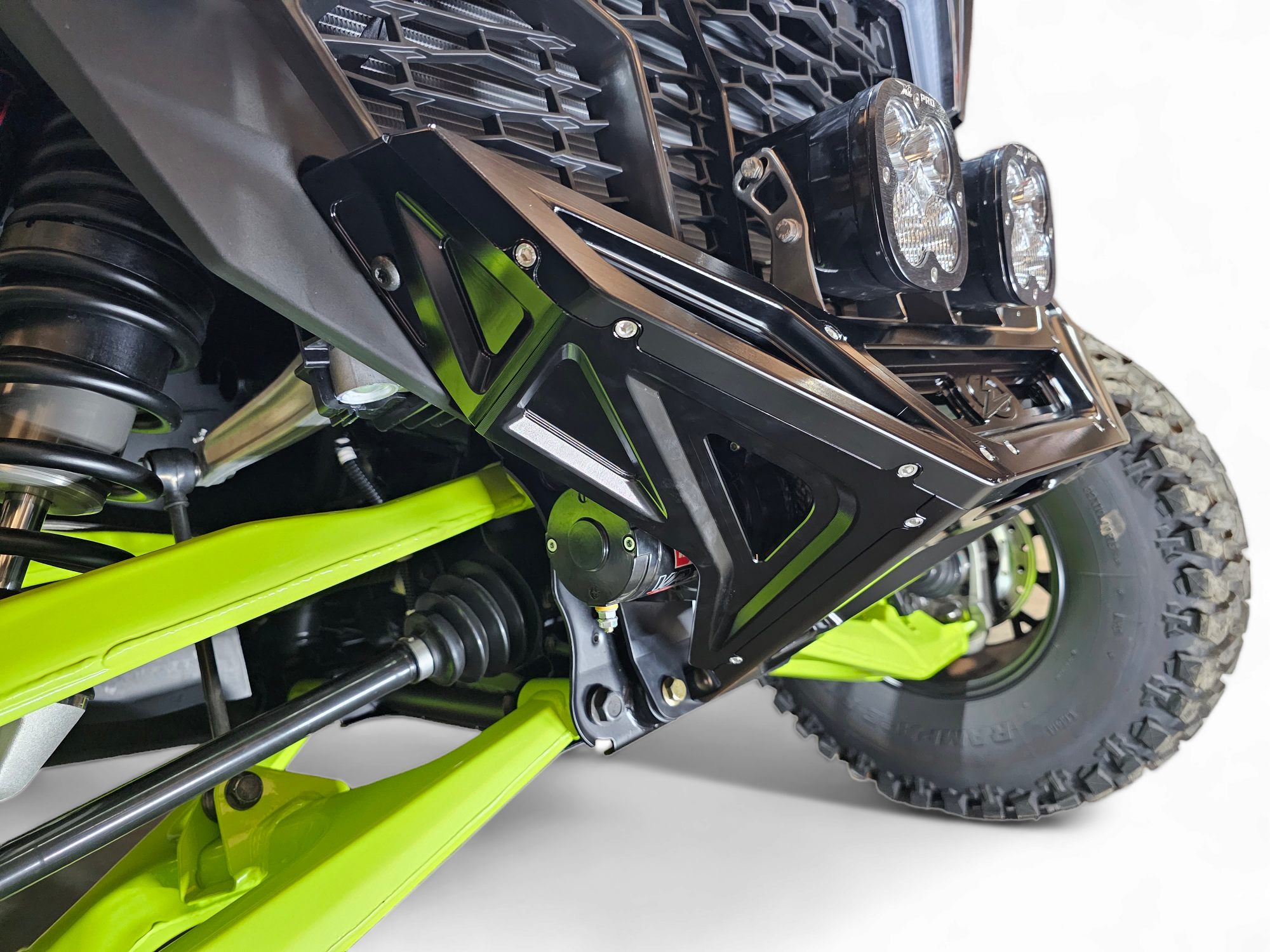 Photo of 2022-2024 Polaris RZR Pro R/ Turbo R Machined Billet Front Winch Bumper (Black Hard Anodize) by Elektric Offroad - Premium Bumpers for UTVs / Side by Sides