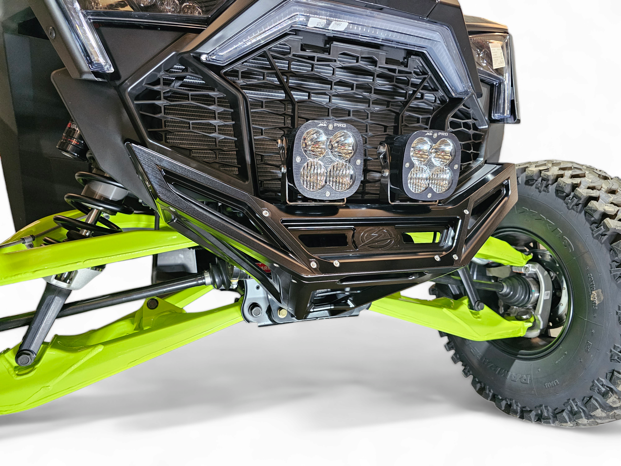 Photo of 2022-2024 Polaris RZR Pro R/ Turbo R Machined Billet Front Winch Bumper (Black Hard Anodize) by Elektric Offroad - Premium Bumpers for UTVs / Side by Sides