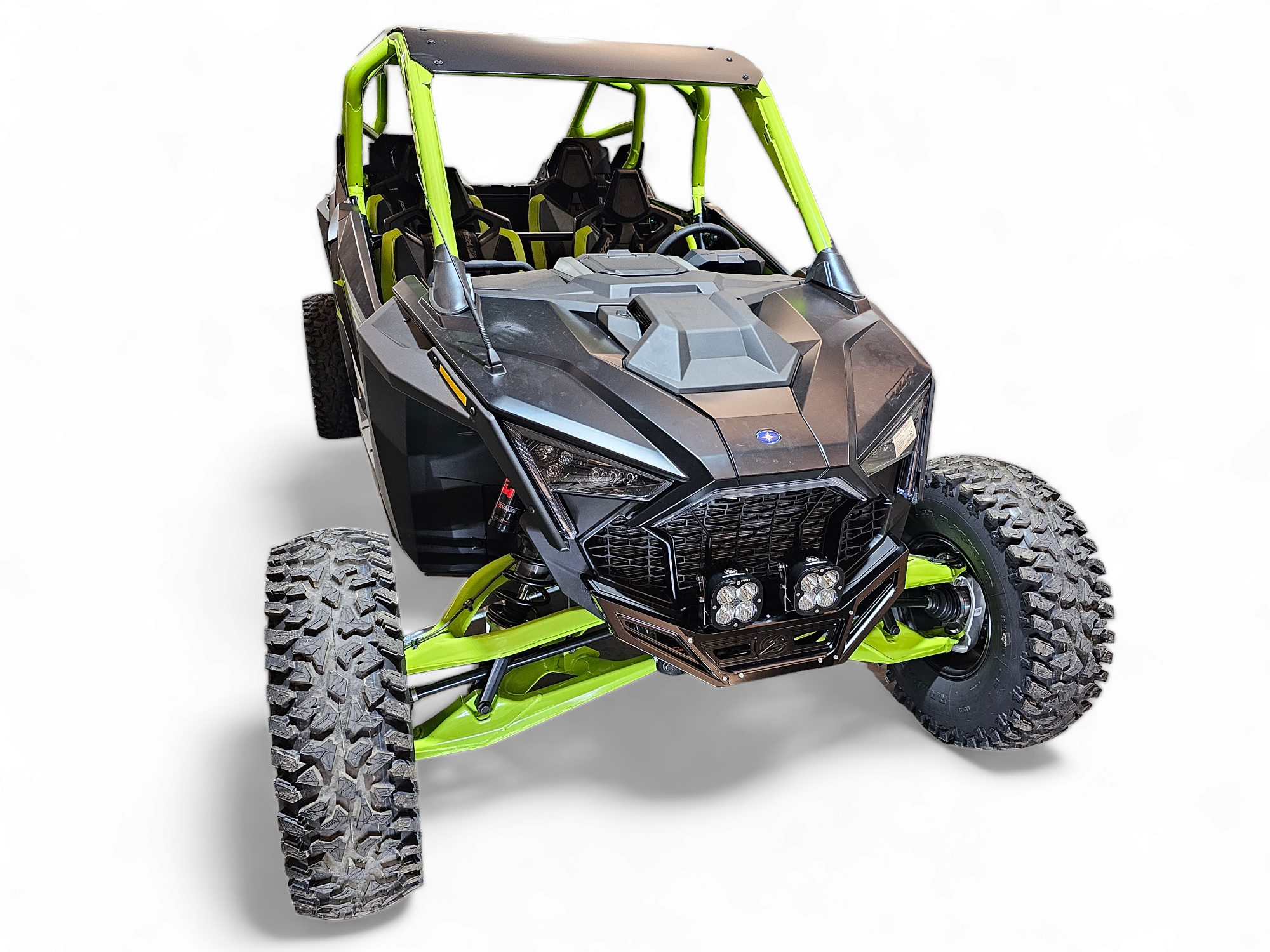 Photo of 2022-2024 Polaris RZR Pro R/ Turbo R Machined Billet Front Winch Bumper (Black Hard Anodize) by Elektric Offroad - Premium Bumpers for UTVs / Side by Sides