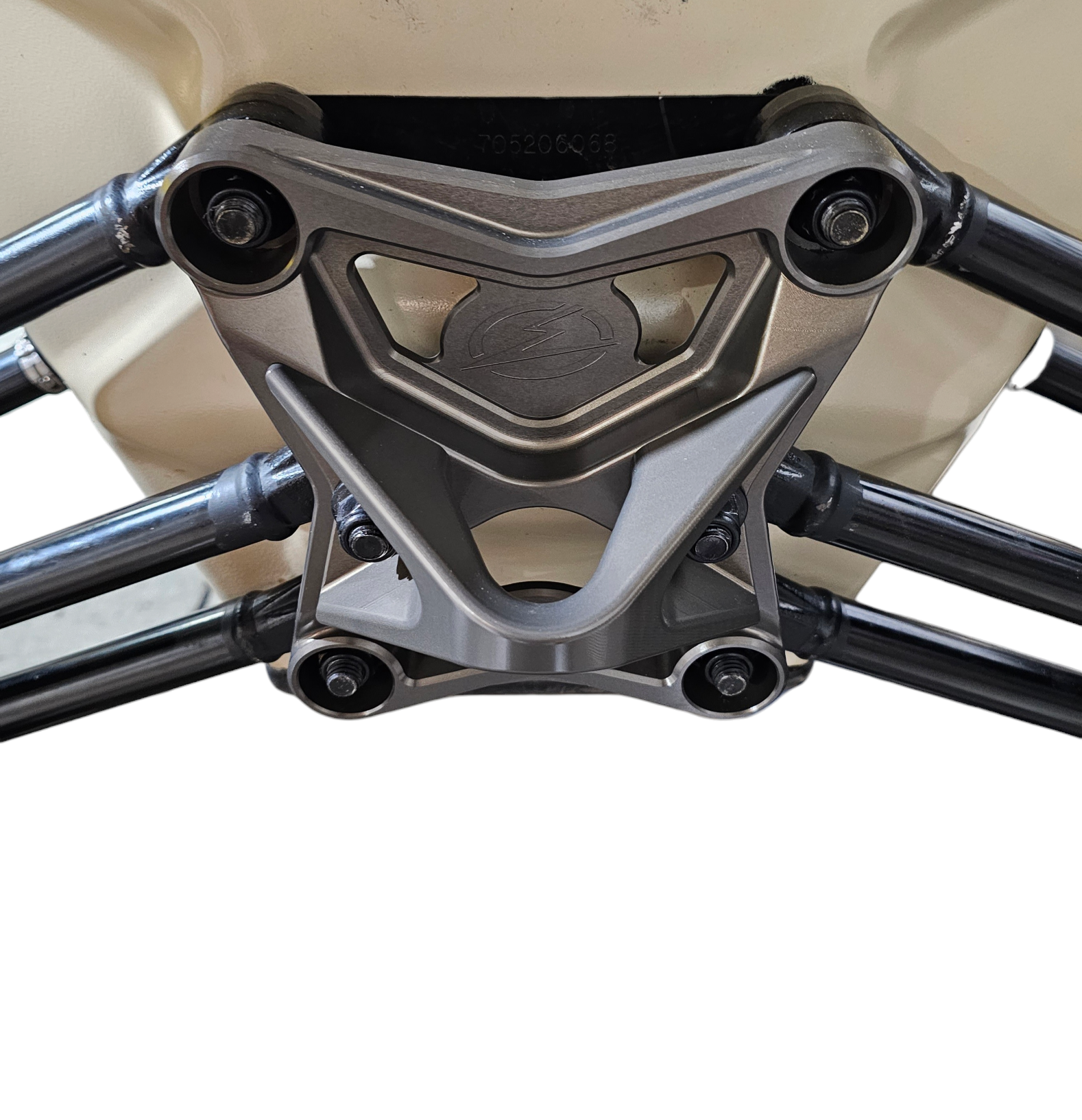Photo of 2017-2021 Can Am X3 Maverick EOD Radius Rod Plate with Tow Hook Gun Metal by Elektric Offroad - Premium 2017+ Can Am X3 Maverick EOD Radius Rod Plate with Tow Hook Gun Metal for UTVs / Side by Sides