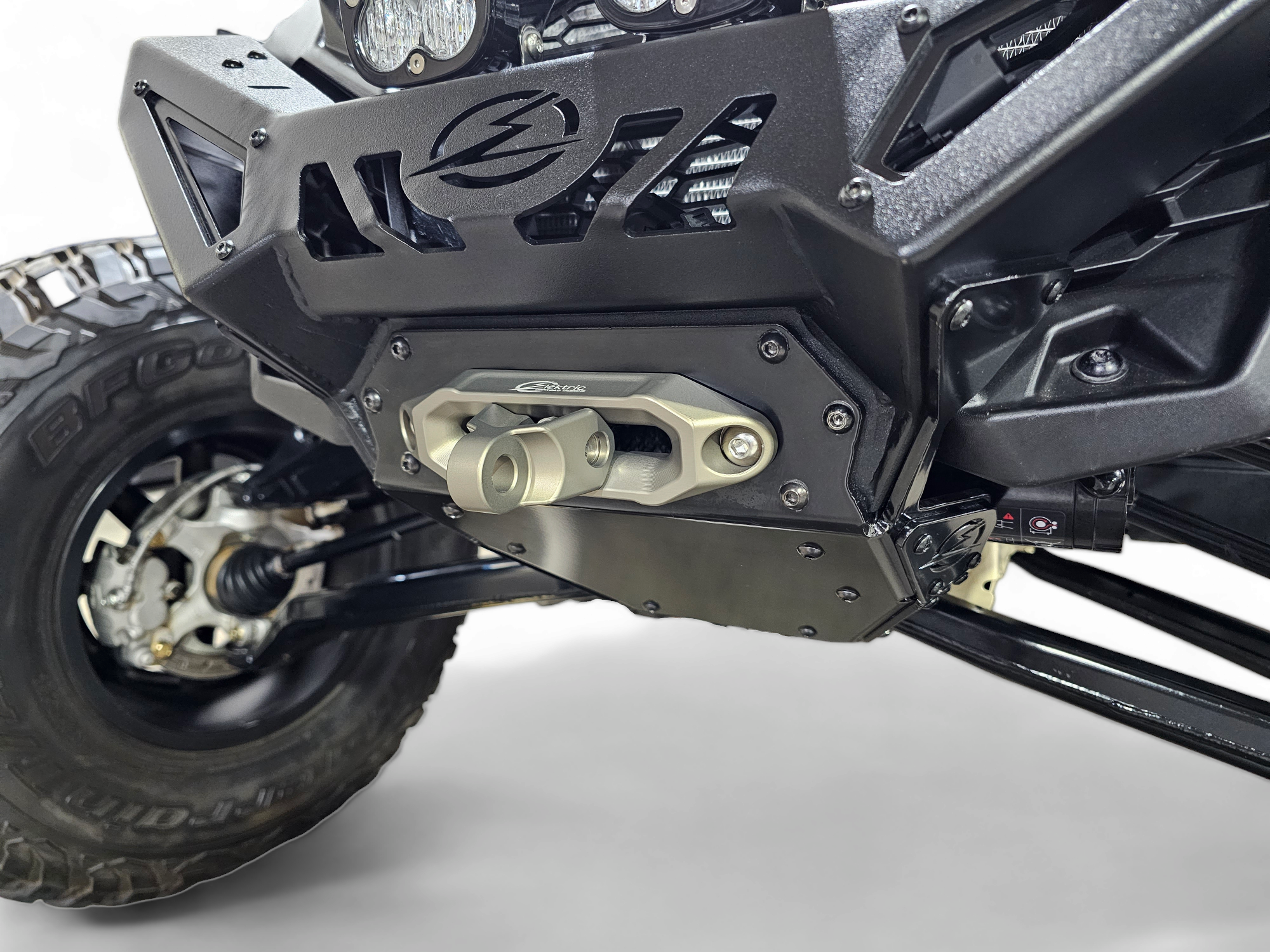Photo of Elektric Offroad Designs UTV Winch Fairlead and Hook | Gunmetal by Elektric Offroad - Premium Winches & Winch Mounts for UTVs / Side by Sides