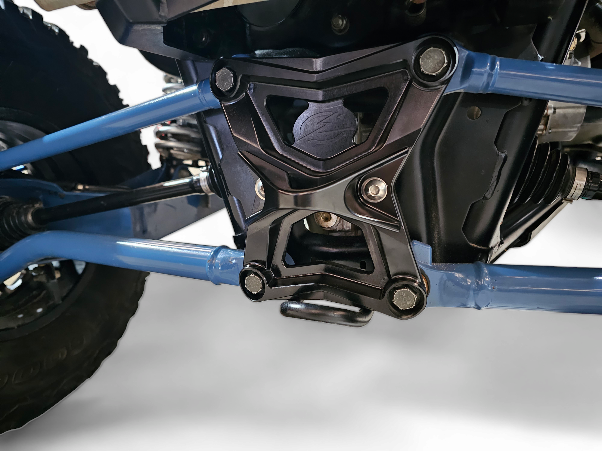 Photo of 2020-2024 Polaris RZR Pro XP Radius Rod Plate with Tow Hook Black by Elektric Offroad - Premium Receivers & Hitches for UTVs / Side by Sides