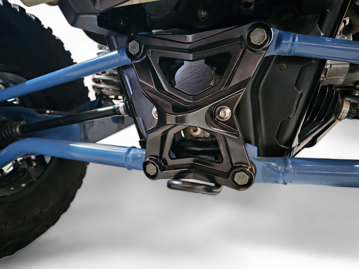 Photo of 2020-2024 Polaris RZR Pro XP Radius Rod Plate with Tow Hook Black by Elektric Offroad - Premium 2020+ Polaris RZR Pro XP Radius Rod Plate with Tow Hook Black for UTVs / Side by Sides