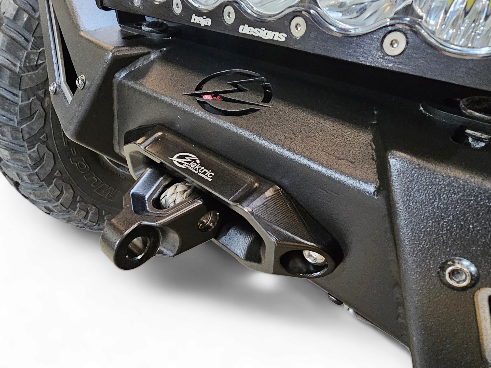 Photo of Elektric Offroad Designs UTV Winch Fairlead and Hook (Black) by Elektric Offroad - Premium UTV Winch Fairlead and Hook Black for UTVs / Side by Sides