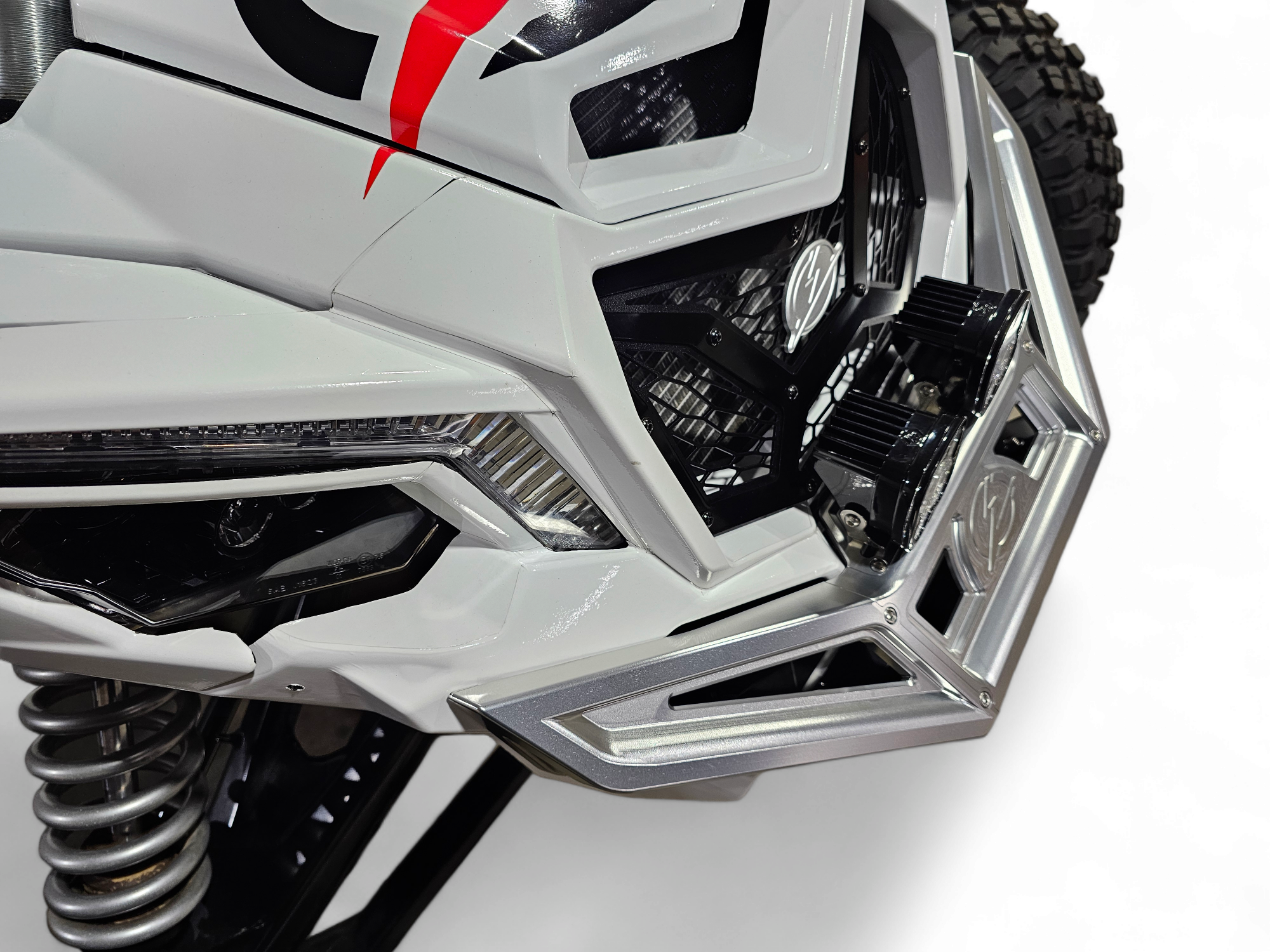 Photo of 2017 to Current Can-Am X3 Maverick Machined Billet Front Winch Bumper (Clear Anodize) by Elektric Offroad - Premium 2017+ Can Am X3 Maverick Volt Front Winch Bumper for UTVs / Side by Sides