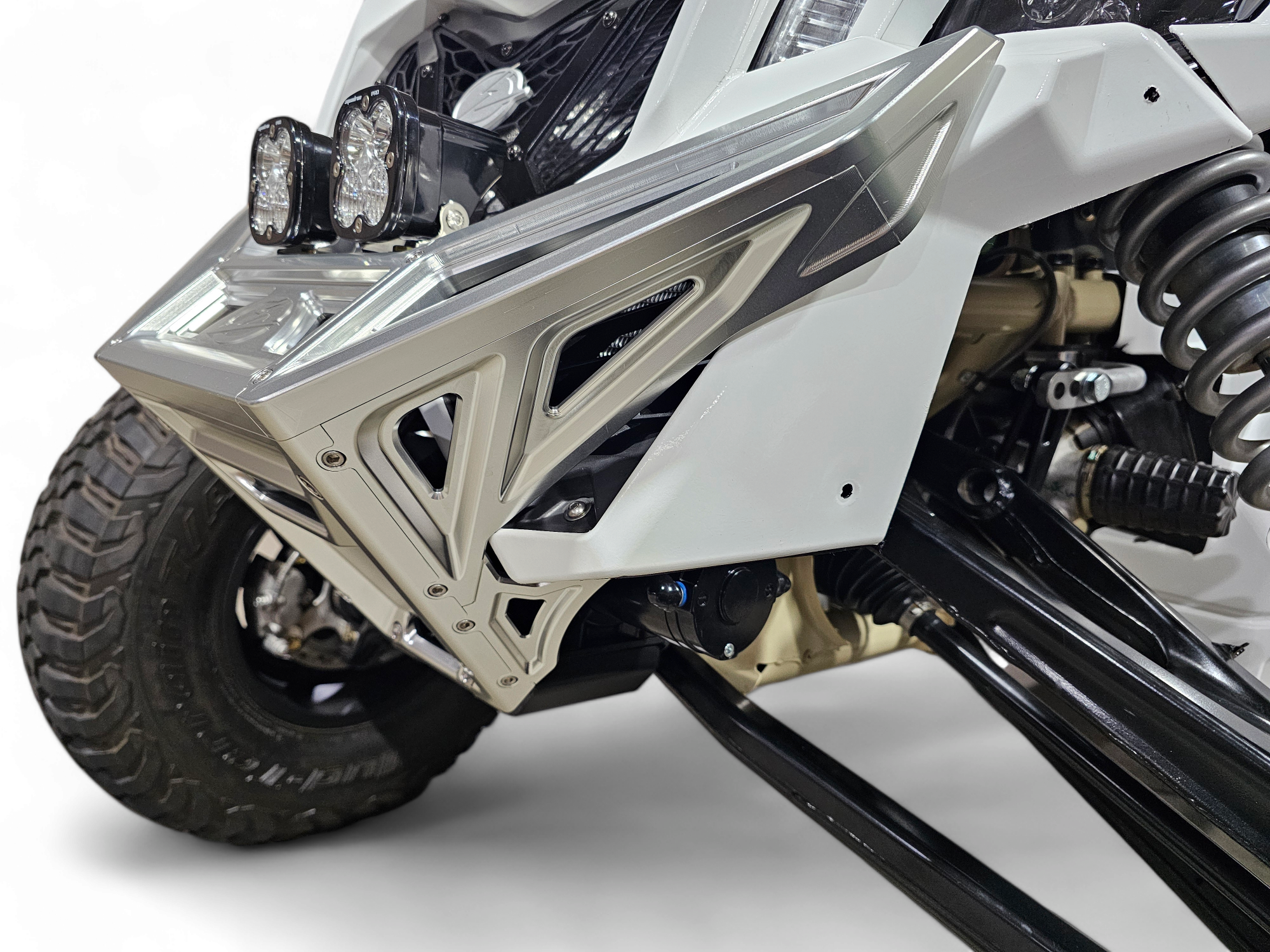 Photo of 2017 to Current Can-Am X3 Maverick Machined Billet Front Winch Bumper (Clear Anodize) by Elektric Offroad - Premium 2017+ Can Am X3 Maverick Volt Front Winch Bumper for UTVs / Side by Sides