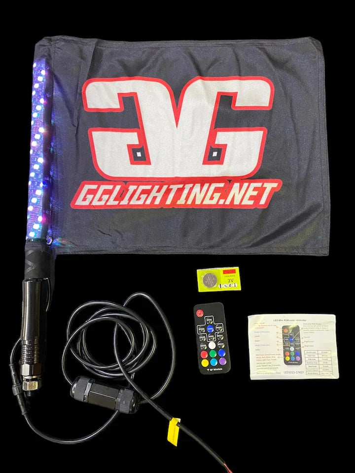 Photo of LED Lighted Whip Bundle Pair by GGLighting - Premium for UTVs / Side by Sides