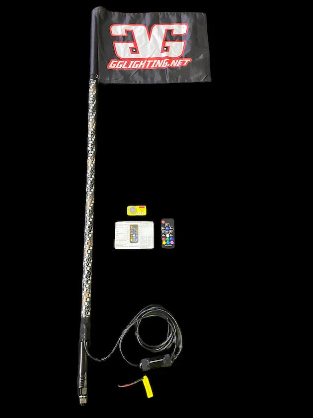 Photo of LED Lighted Whip Bundle Pair by GGLighting - Premium for UTVs / Side by Sides