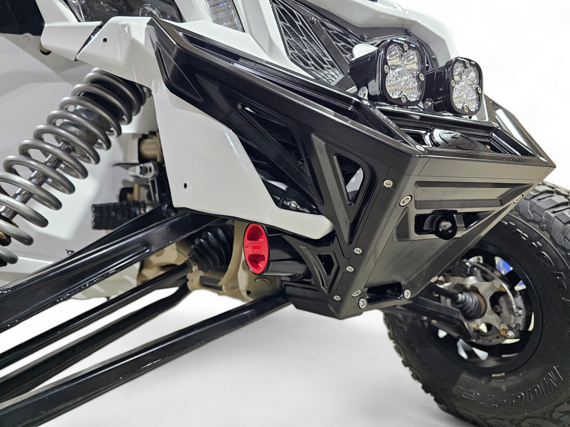 Photo of 2017 to Current Can-Am X3 Maverick Machined Billet Front Winch Bumper (Black Anodize) by Elektric Offroad - Premium 2017+ Can Am X3 Maverick Volt Front Winch Bumper for UTVs / Side by Sides
