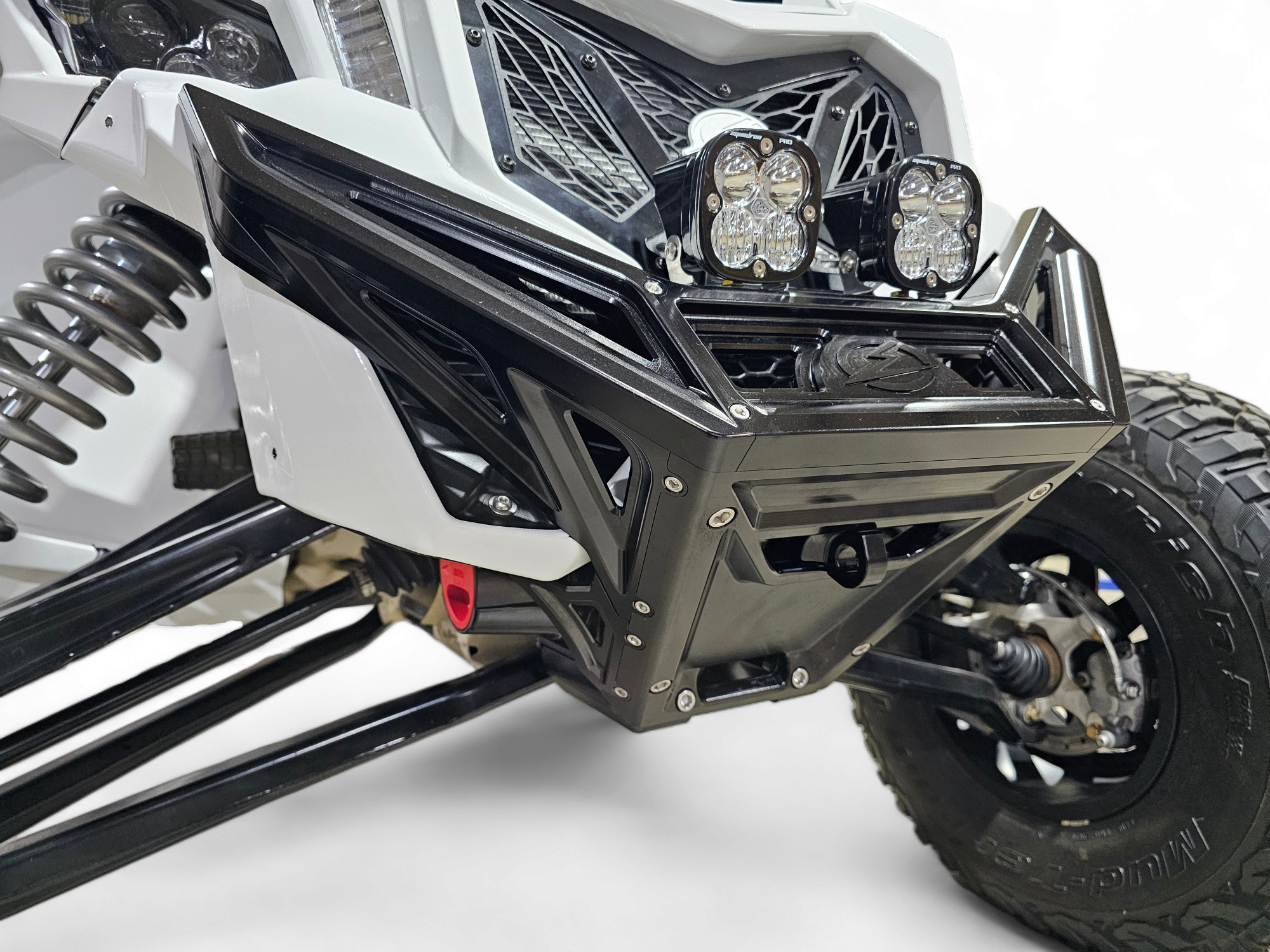 Photo of 2017 to Current Can-Am X3 Maverick Machined Billet Front Winch Bumper (Black Anodize) by Elektric Offroad - Premium 2017+ Can Am X3 Maverick Volt Front Winch Bumper for UTVs / Side by Sides