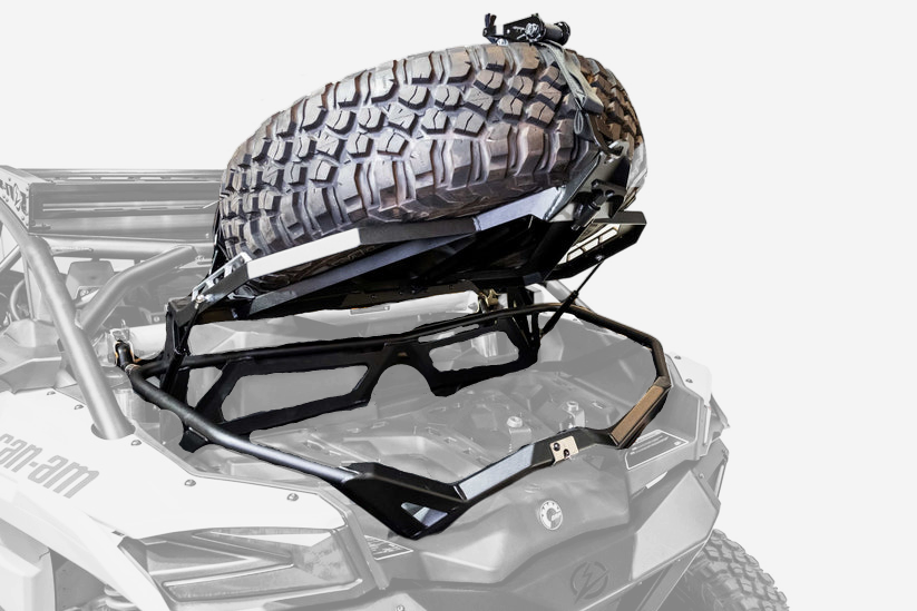 Photo of 2017-2024 Can Am X3 Maverick Volt Series Baja Spare Tire Rack by Elektric Offroad - Premium 2017+ Can Am X3 Maverick Volt Baja Rack for UTVs / Side by Sides