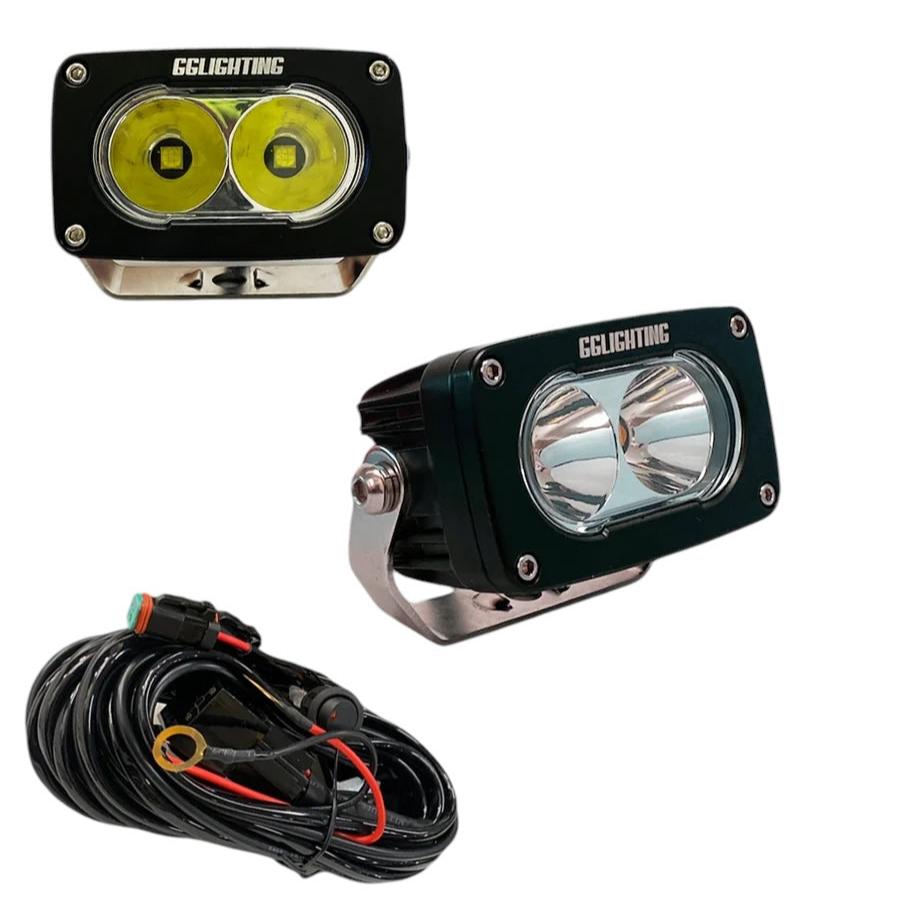 Photo of GP10 Offroad LED Pod Bundle White With Free Wiring Harness by GGLighting - Premium for UTVs / Side by Sides