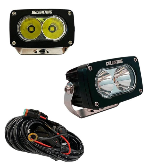 Photo of GP10 Offroad LED Pod Bundle White With Free Wiring Harness by GGLighting - Premium for UTVs / Side by Sides