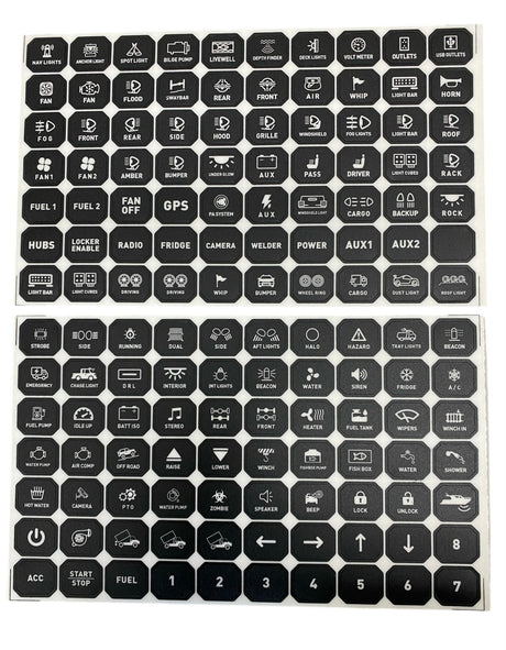 Photo of Replacement Sticker Sheets For GG Lighting 8 or 12 Gang Switch Panel by GGLighting - Premium for UTVs / Side by Sides