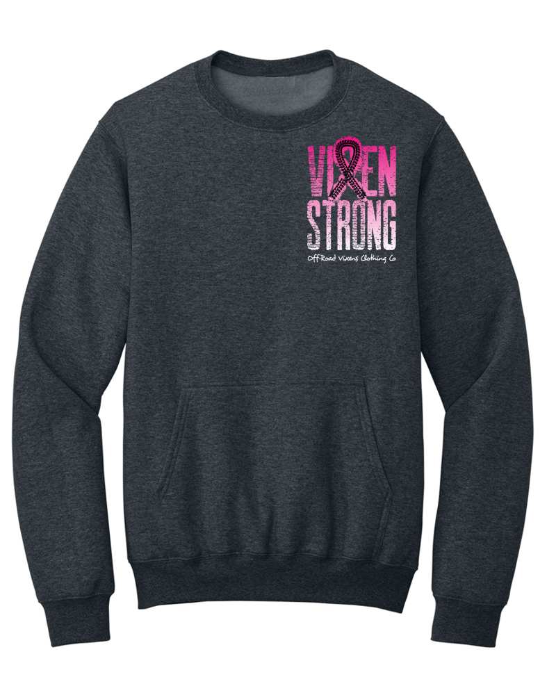 Photo of Pink Ribbon Unisex Pocket Crew Sweatshirt by OFF-ROAD VIXENS CLOTHING CO. - Premium Apparel & Accessories for UTVs / Side by Sides