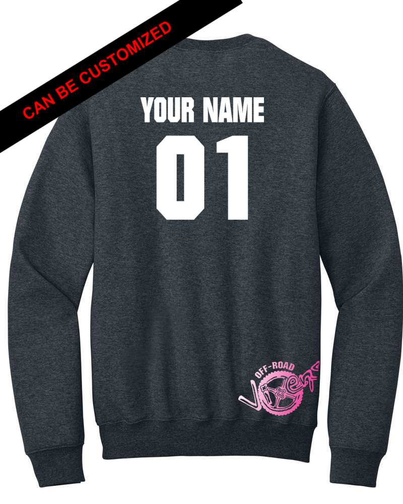 Photo of Pink Ribbon Unisex Pocket Crew Sweatshirt by OFF-ROAD VIXENS CLOTHING CO. - Premium Apparel & Accessories for UTVs / Side by Sides