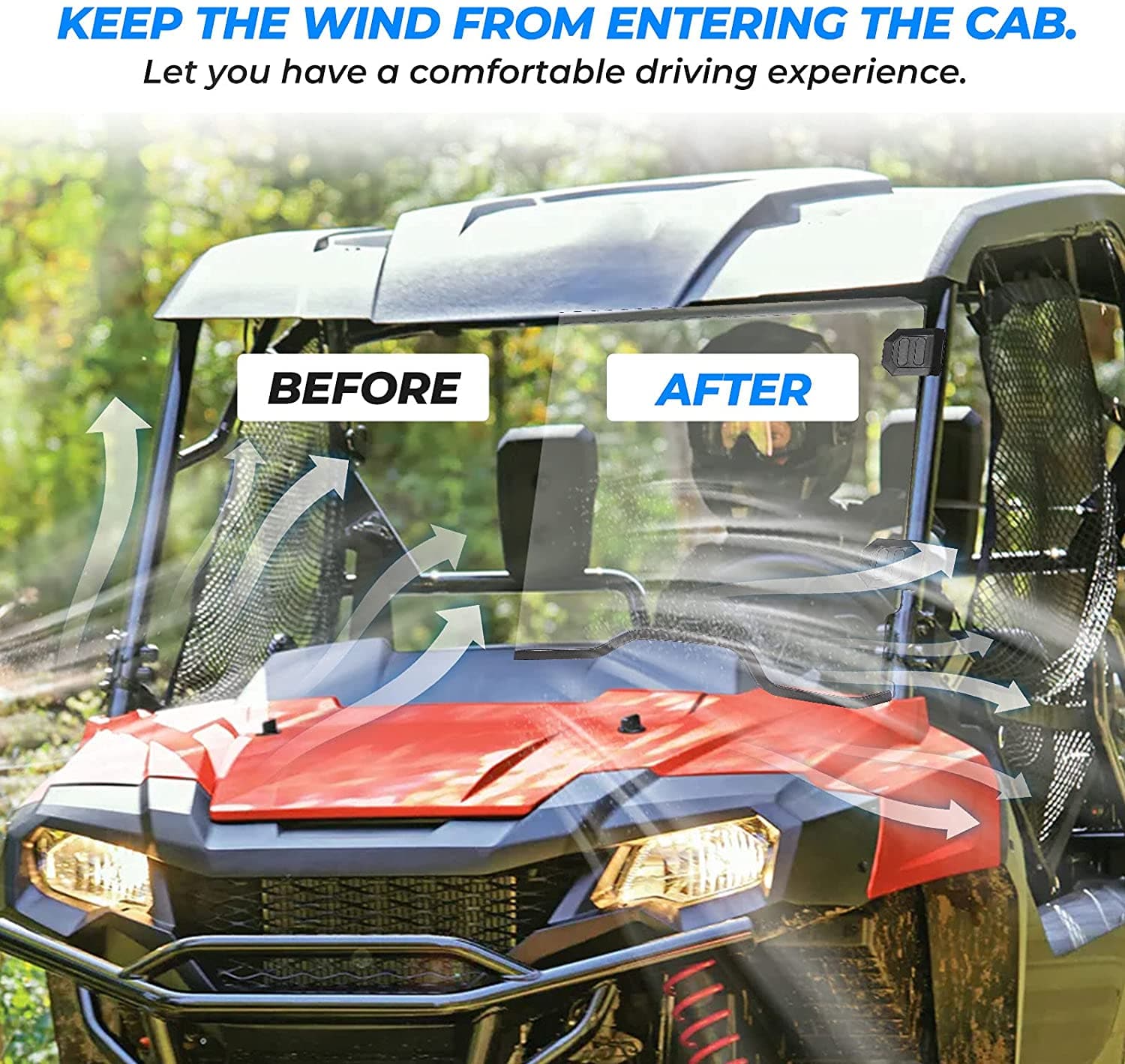 Photo of Kemimoto Front Windshield Polycarbonate for Pioneer 700/ 700-4 (2014-2025) by Kemimoto - Premium for UTVs / Side by Sides