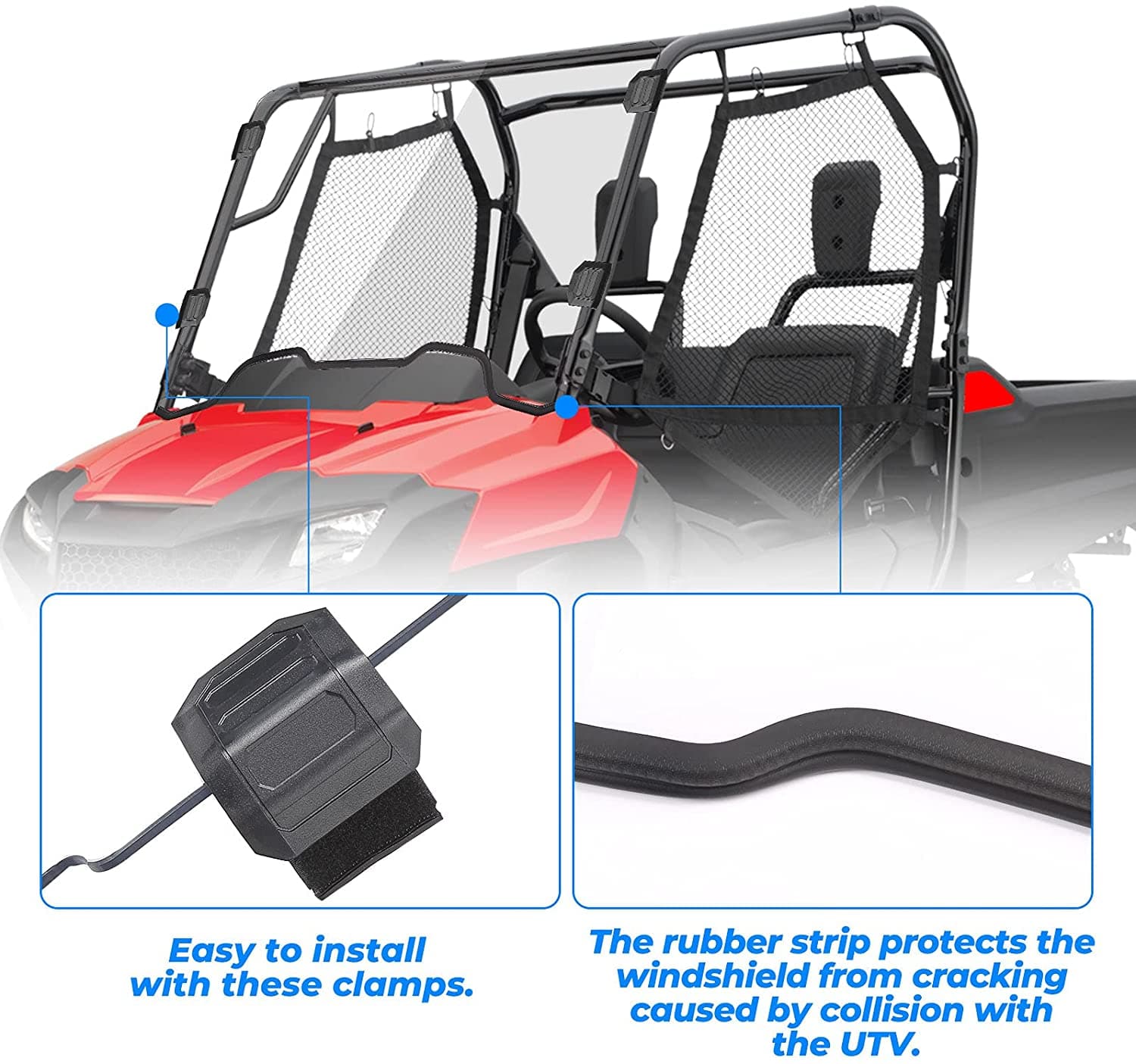 Photo of Kemimoto Front Windshield Polycarbonate for Pioneer 700/ 700-4 (2014-2025) by Kemimoto - Premium for UTVs / Side by Sides