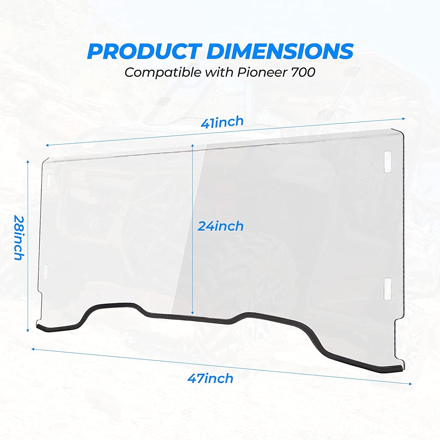Photo of Kemimoto Front Windshield Polycarbonate for Pioneer 700/ 700-4 (2014-2025) by Kemimoto - Premium for UTVs / Side by Sides