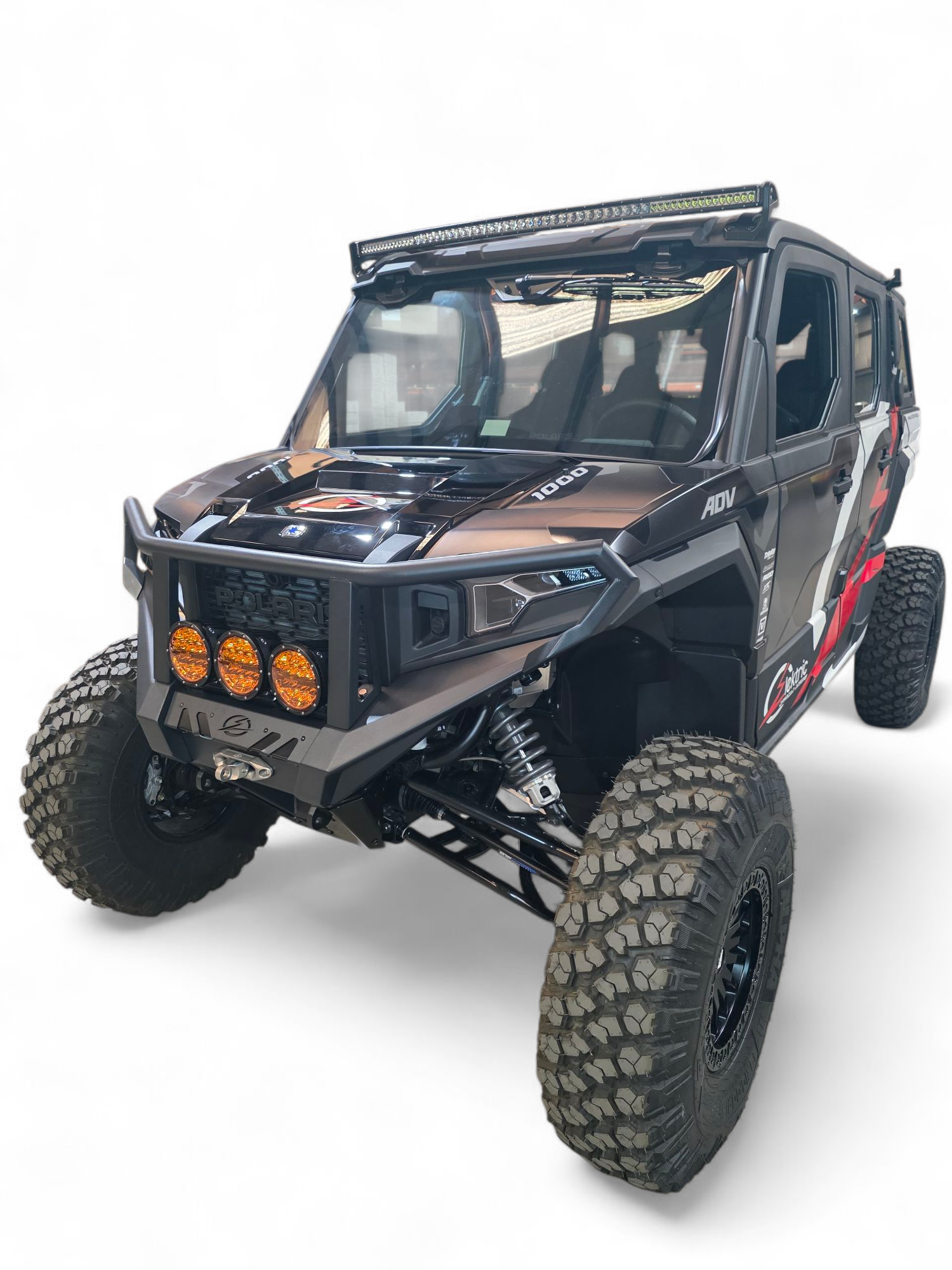 Photo of 2024+ Polaris Xpedition HDX Front Winch Bumper with Brush Guard by Elektric Offroad - Premium for UTVs / Side by Sides