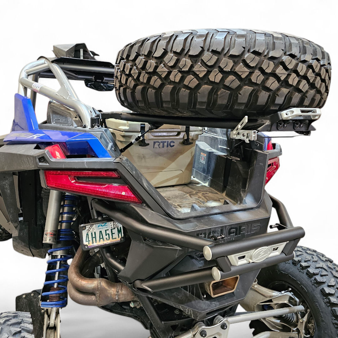 Photo of 2022+ Polaris RZR Pro R Amp Rear Tire Rack Rear Bumper Combo by Elektric Offroad - Premium for UTVs / Side by Sides