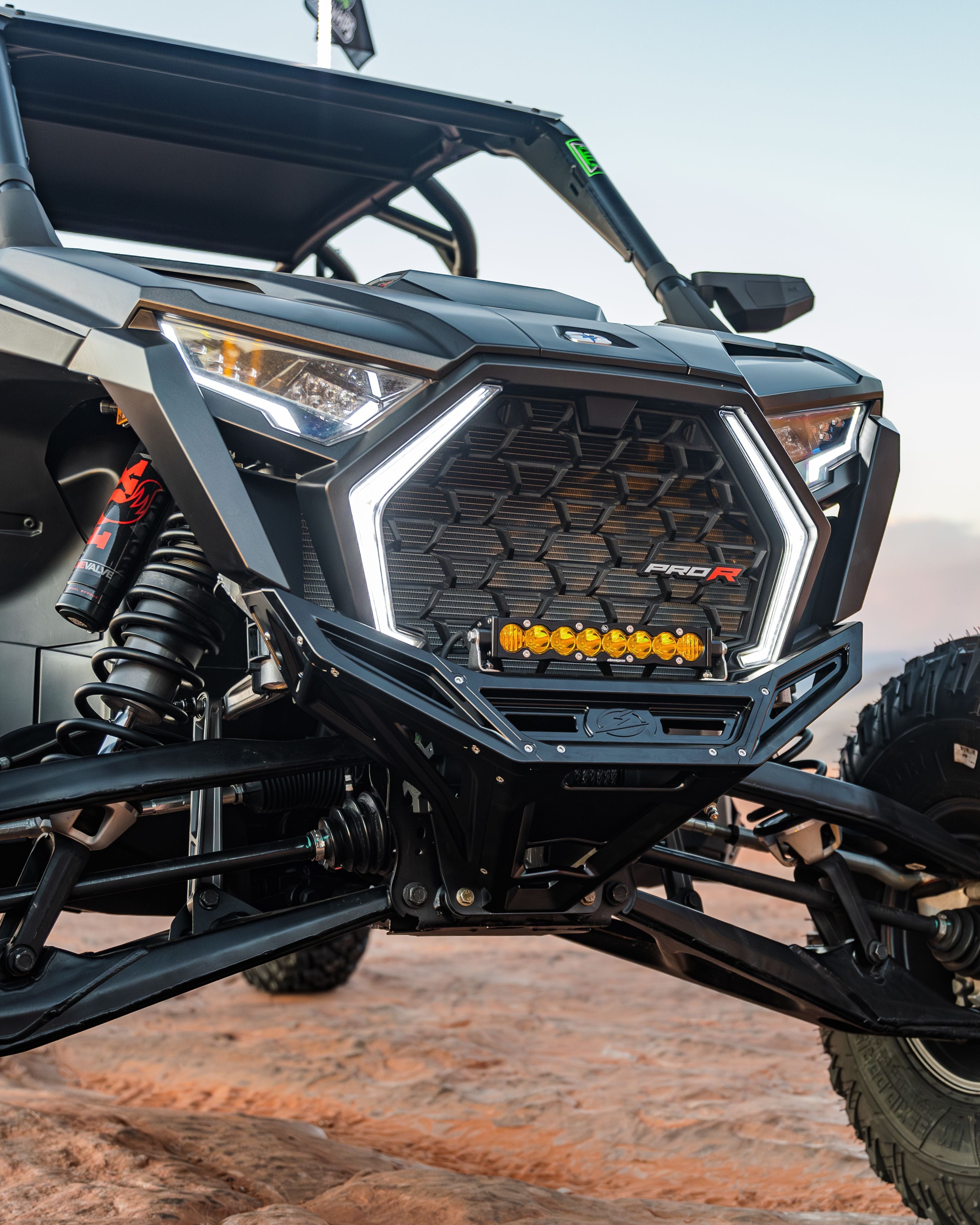 Photo of 2022-2025 Polaris RZR Pro R/ Turbo R Machined Billet Front Winch Bumper (Black Anodize) by Elektric Offroad - Premium 2022+ Polaris RZR Pro R/ Turbo R Machined Billet Front Winch Bumper (Black Hard Anodize) for UTVs / Side by Sides
