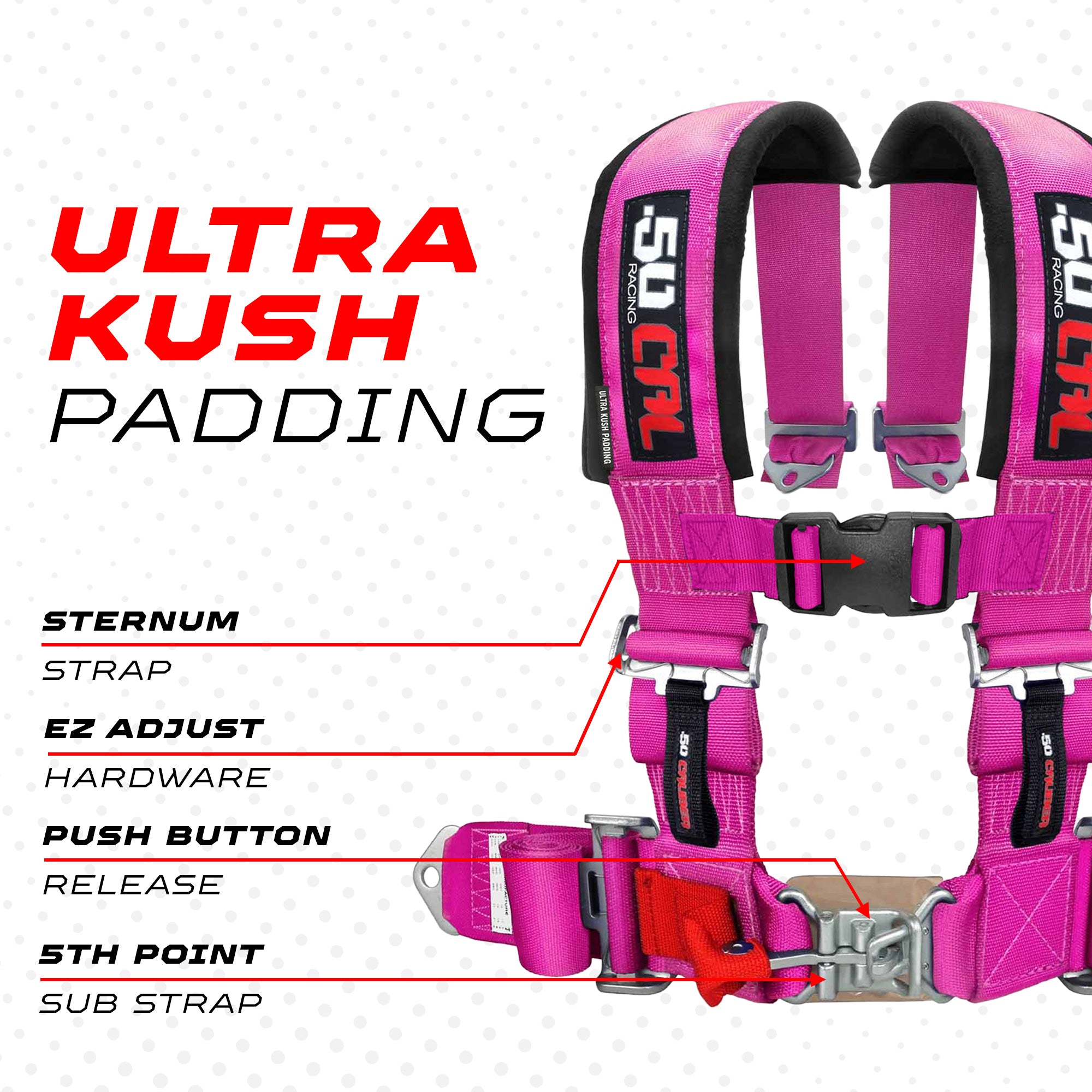 50 Caliber Racing 2" 4-Point UTV Harness | Latch & Link Quick Release | 9 Colors
