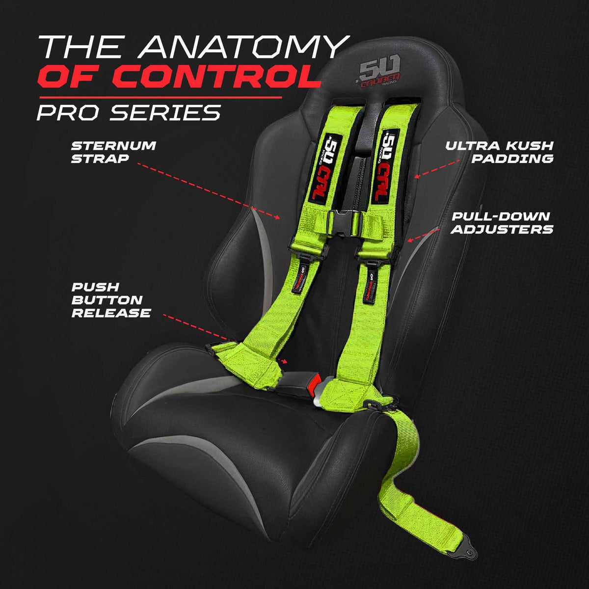 4-Point UTV Harness with Push-Button Release | 50 Caliber Racing