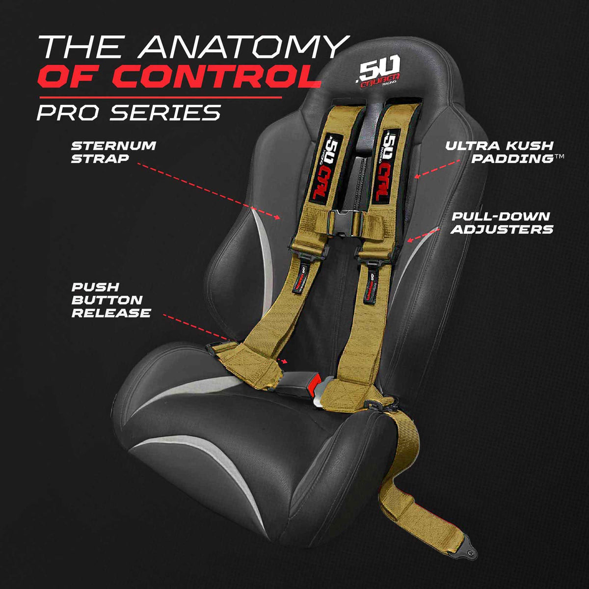 4-Point UTV Harness with Push-Button Release | 50 Caliber Racing