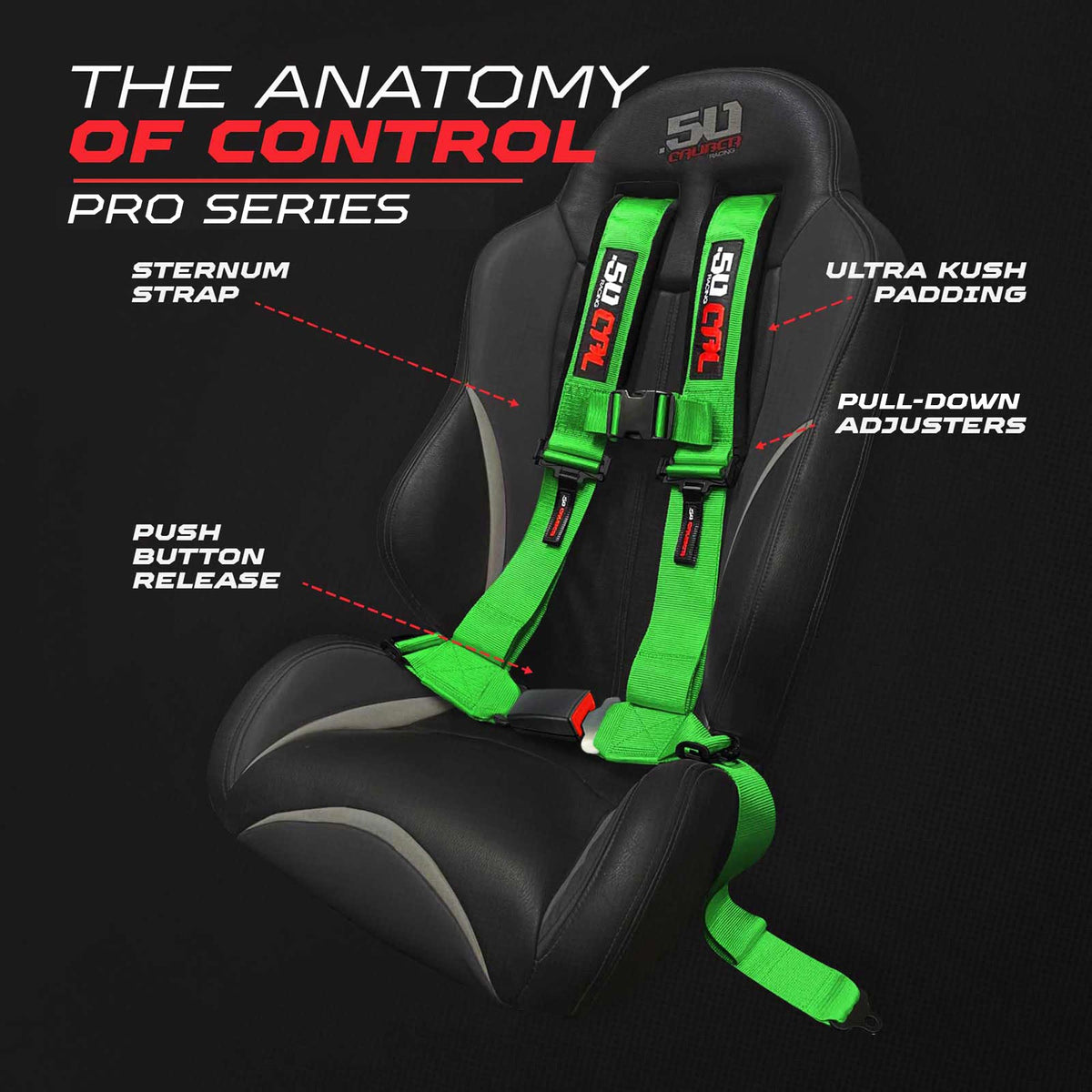 4-Point UTV Harness with Push-Button Release | 50 Caliber Racing