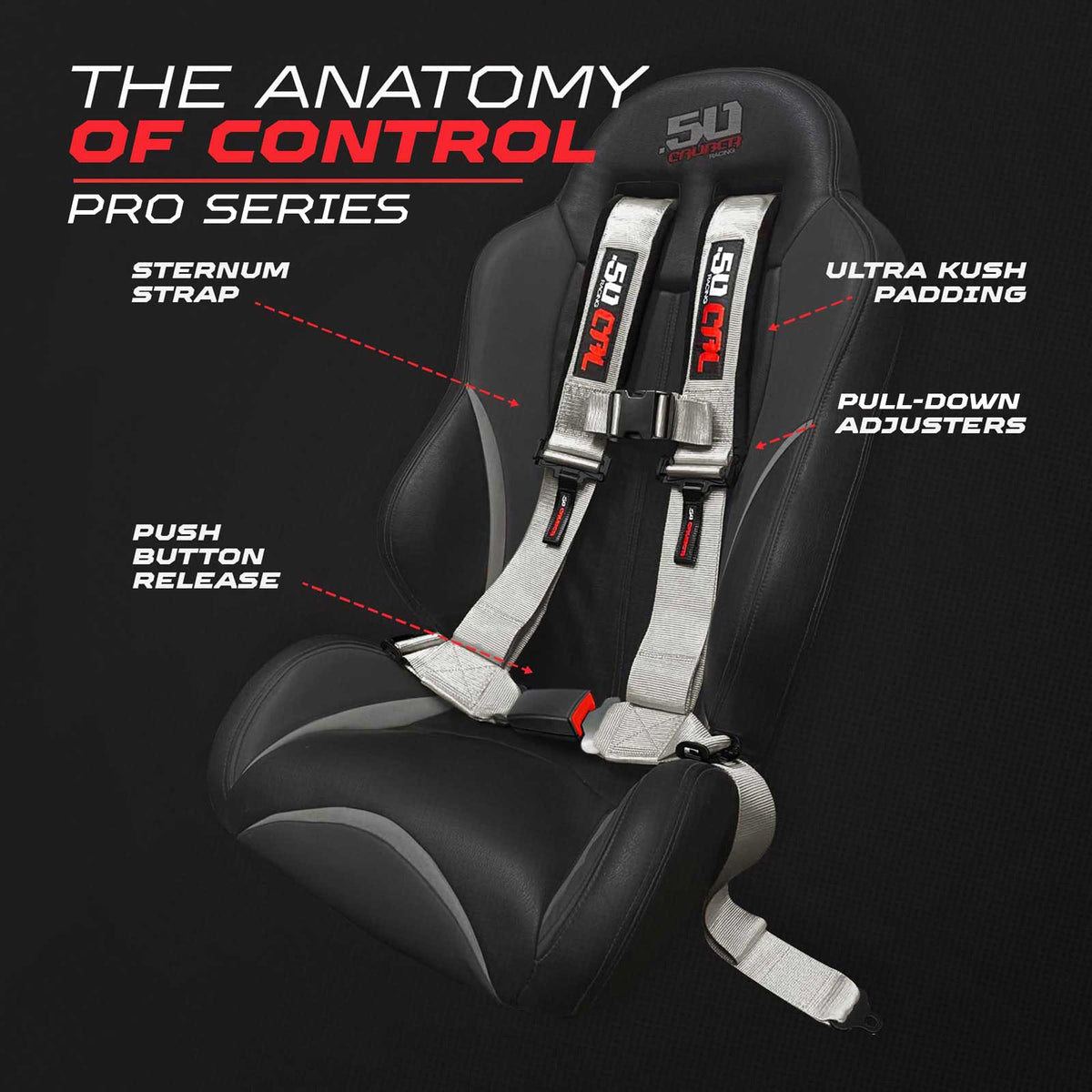 4-Point UTV Harness with Push-Button Release | 50 Caliber Racing