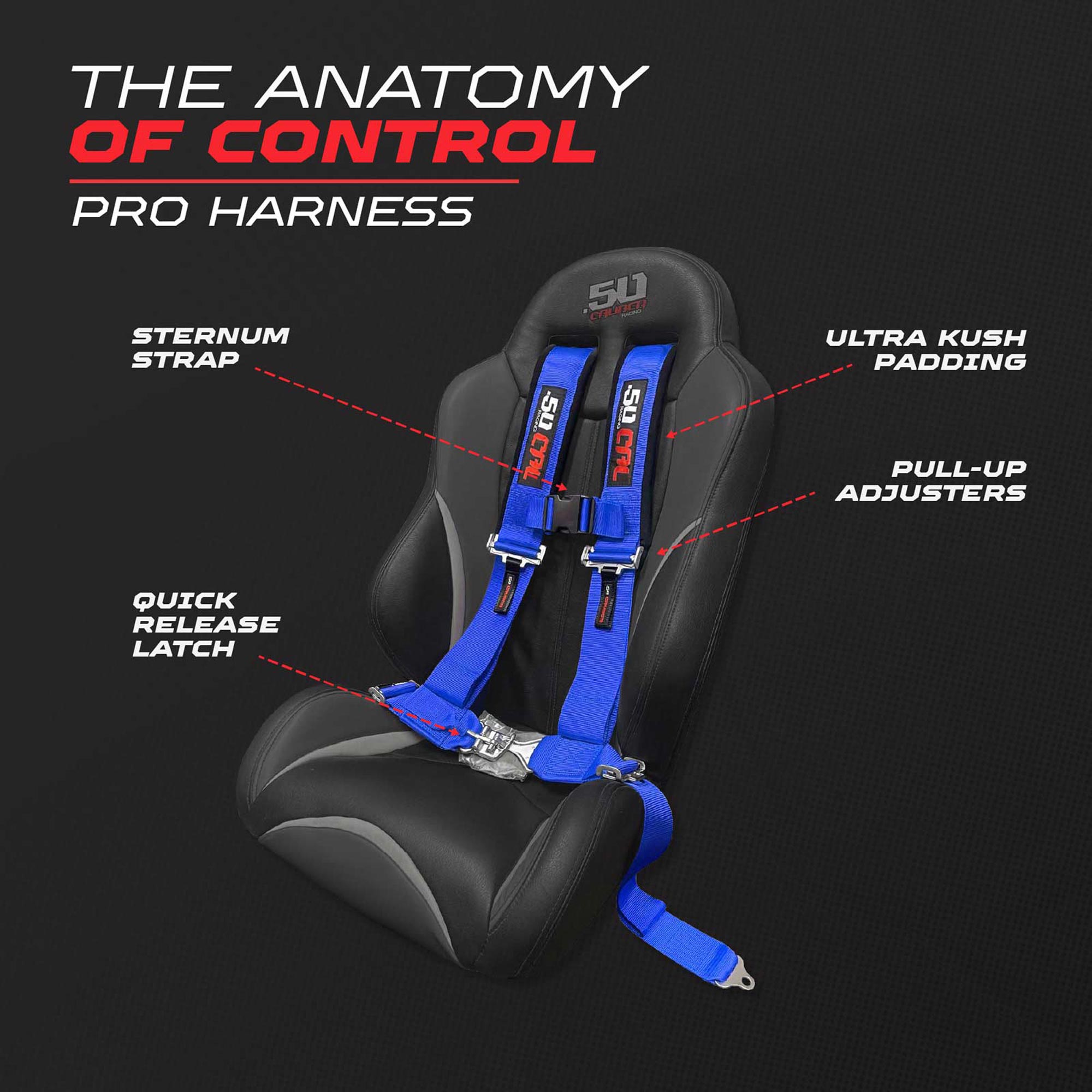 50 Caliber Racing 3" 4-Point UTV Harness | Latch & Link Quick Release | 9 Colors